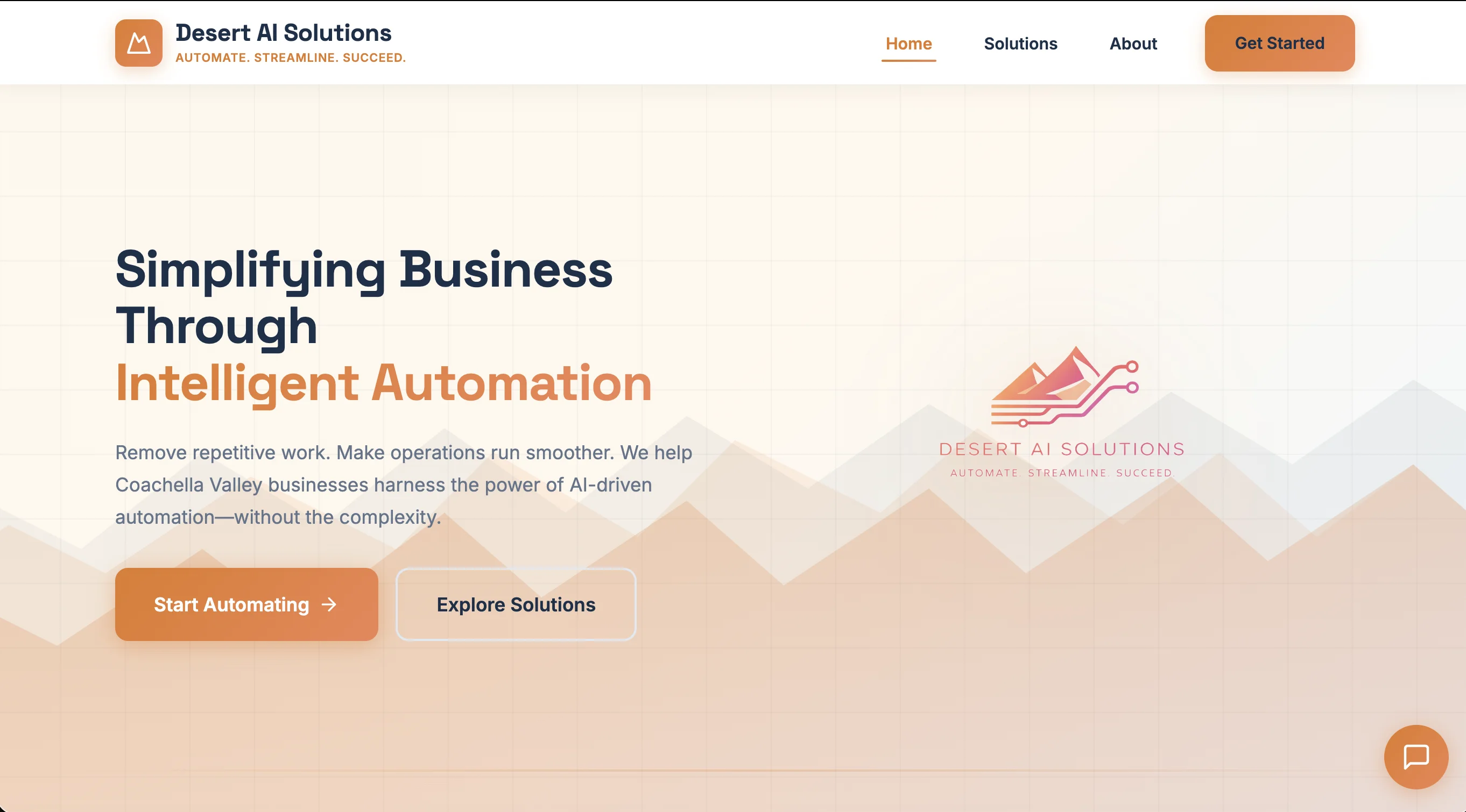Desert AI Solutions website screenshot