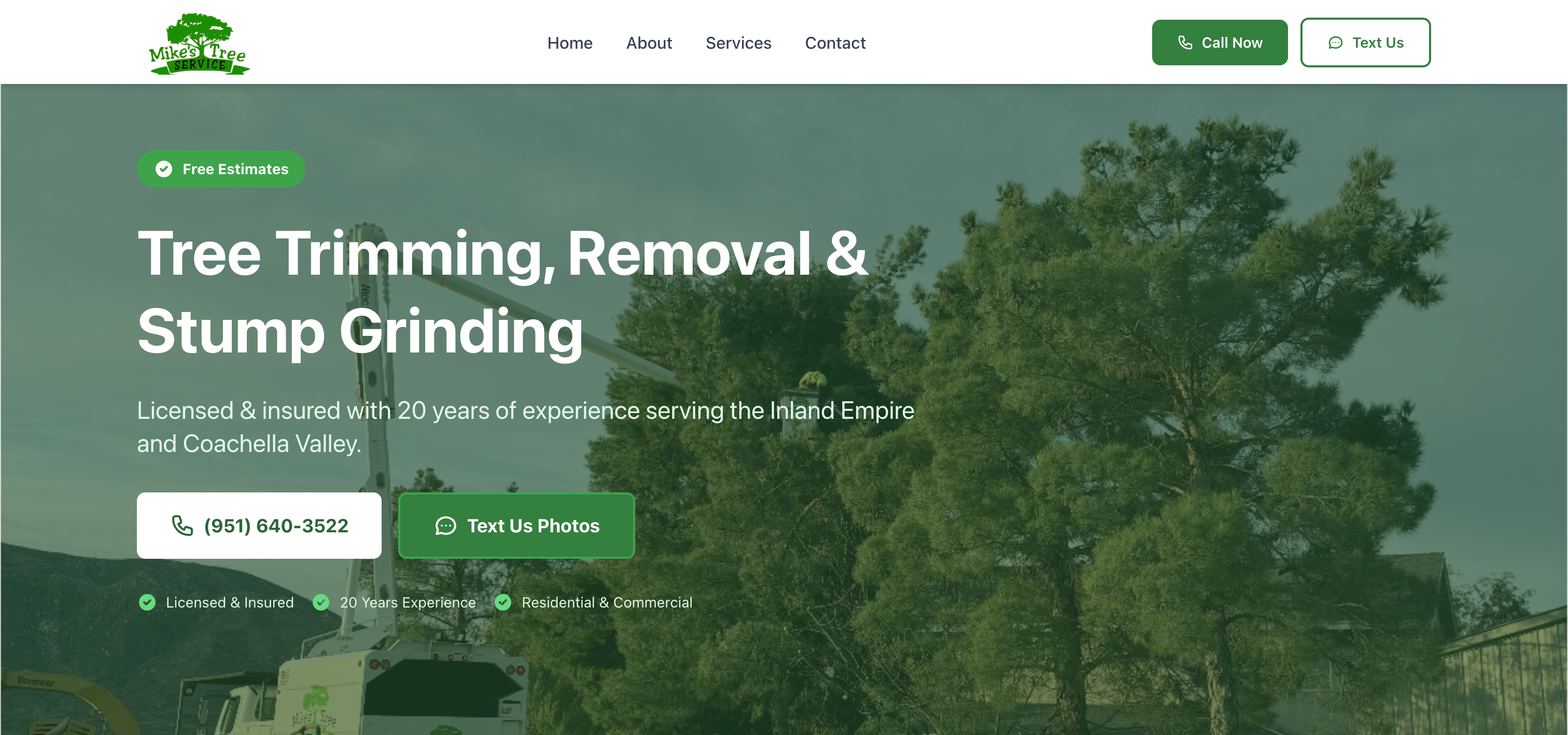 Mike's Tree Service website screenshot