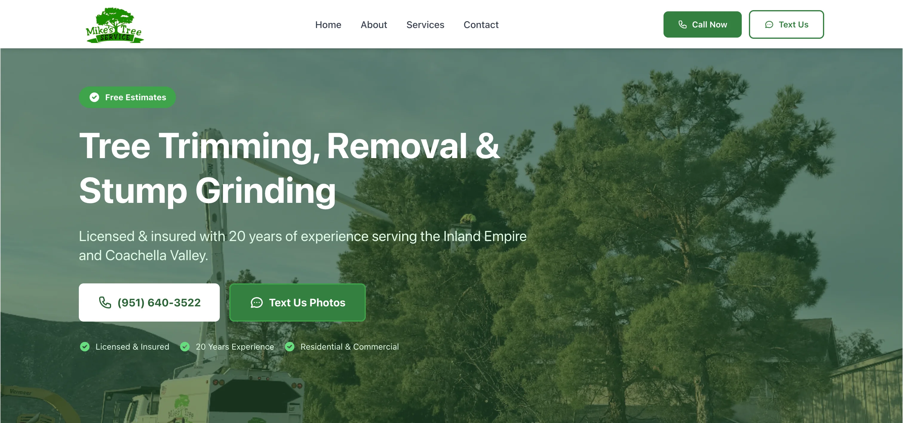 Mike's Tree Service website screenshot