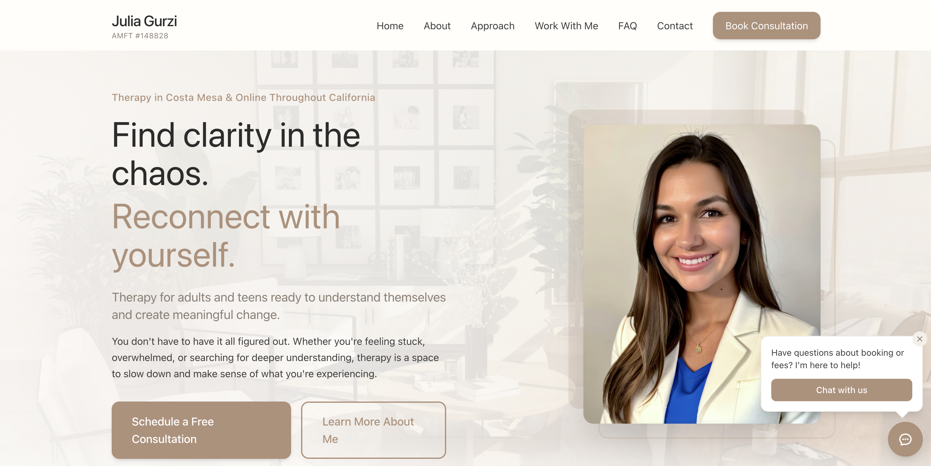 Therapy with Julia G website screenshot